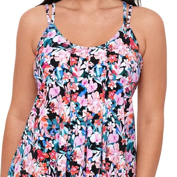 Swim Solutions Women's Blushing Pleated Tankini Top NWT Sz 12 - Picture 3 of 10